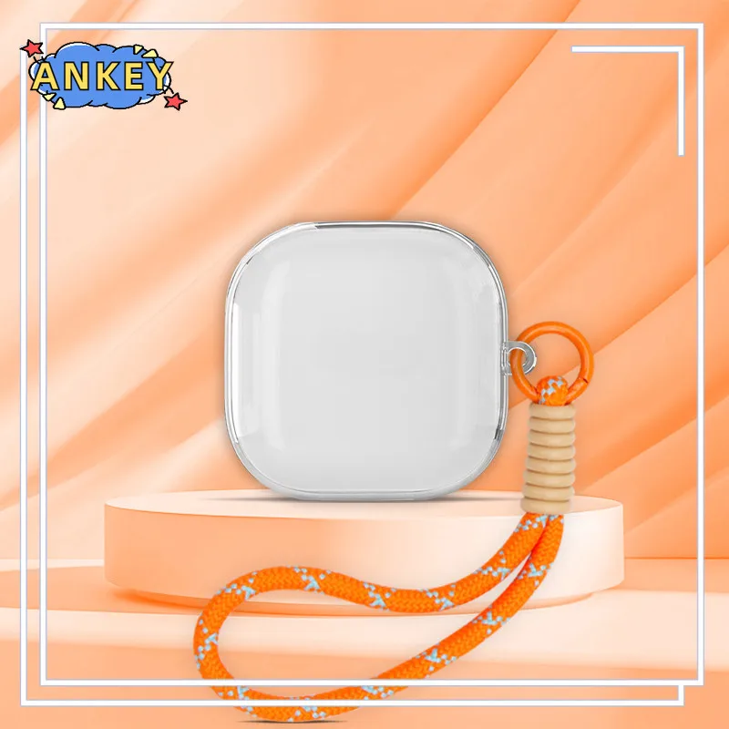 For Sony LinkBuds Clip (WF-LC900) Clear Earphone Case TPU Shell Transparent Headphone Cover Protective Cover With nylon rope
