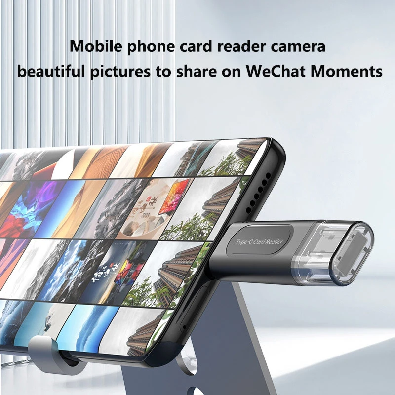 Pembaca Kartu Seluler Multifungsi Empat Dalam Satu USB 2.0 Pembaca Kartu Mini SD TF Penyimpanan Eksternal Hitam untuk Memory Stick