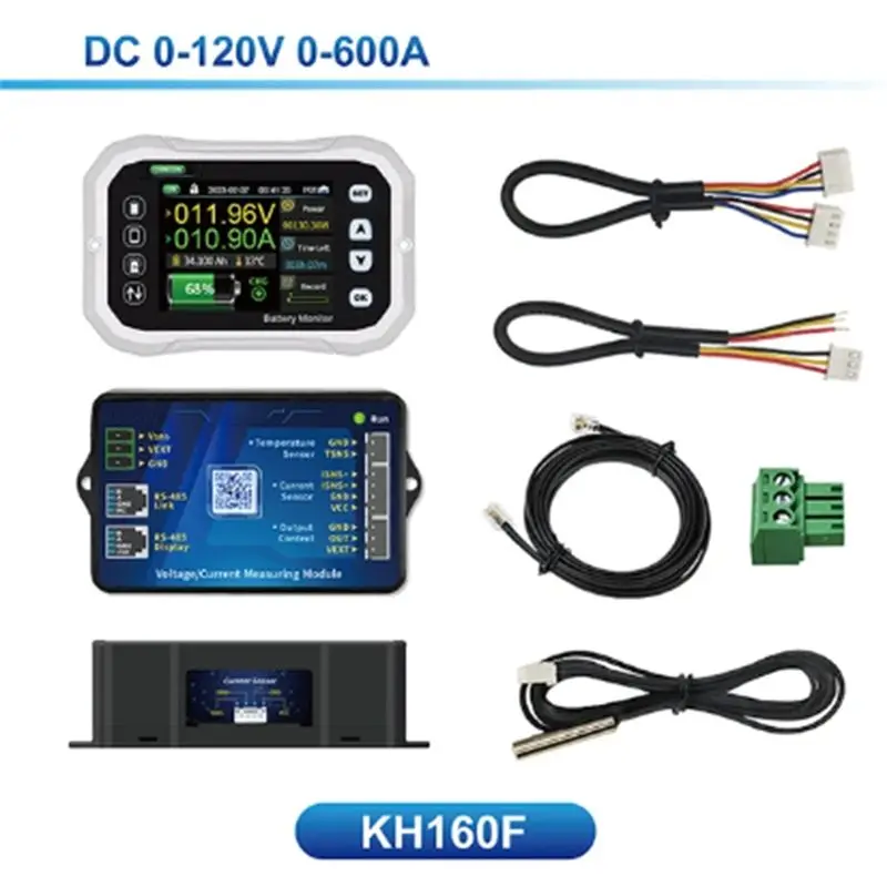 KH140F 0-120V 400A Bluetooth Battery Monitor Voltage Current Tester Capacity Indicator RV Battery VA Coulomb Meter 1Set