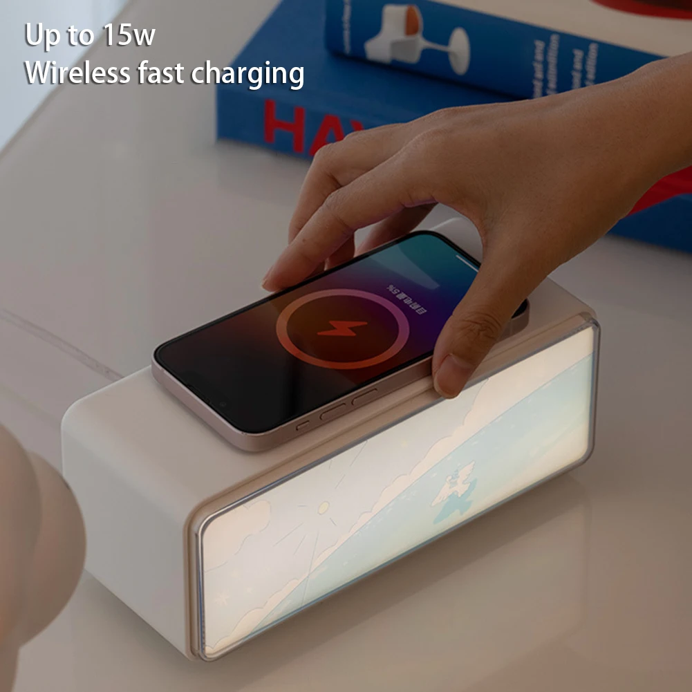 

BT Speaker With Wireless Charger/LED Night Light Multifunctional Portable Loudspeaker For Bedrooms Office/Home