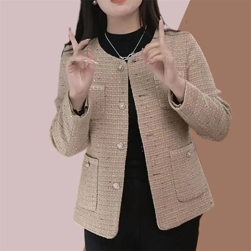 Jaket lengan panjang Korea wanita, atasan Luaran kasual elegan gaya wewangian kecil lengan panjang kualitas tinggi musim gugur 2023