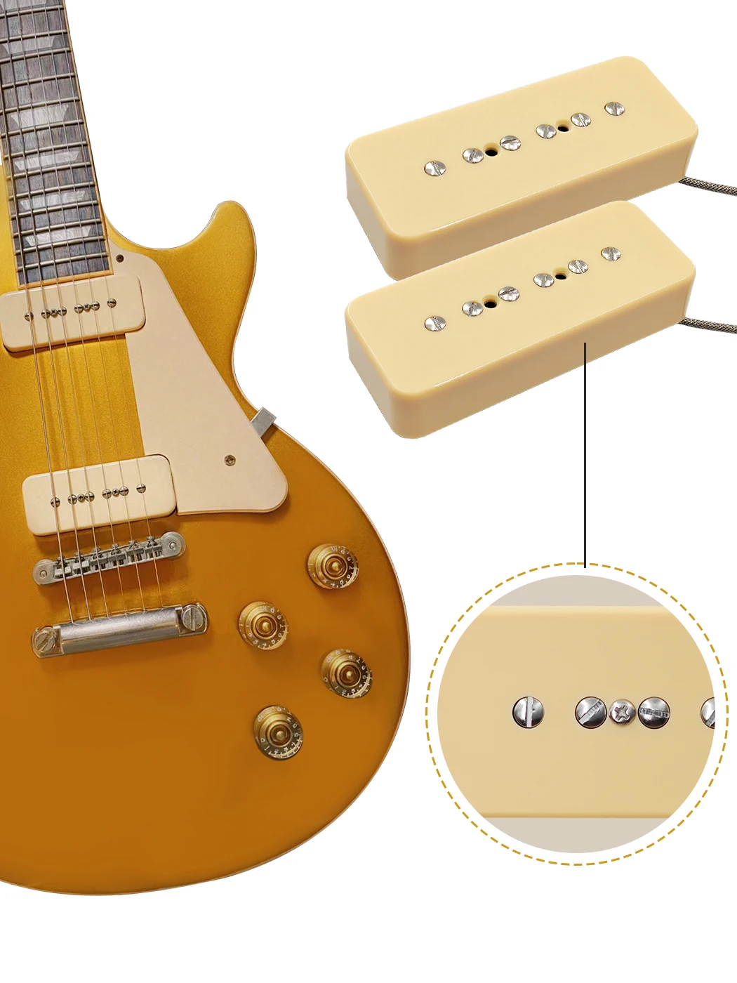 Phrilam ProP90-BLA Hoge output Alnico5 P90 Soapbar Single Coil Pickup voor Les Paul LP SG Elektrische Gitaar Halsbrug Pickups Set