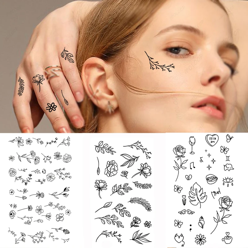 

Татуировки с цветами, наклейки, милая планета, палец, рука, лицо, вечерние макияж, поддельные татуировки для женщин и мужчин, водостойкий временный боди-арт