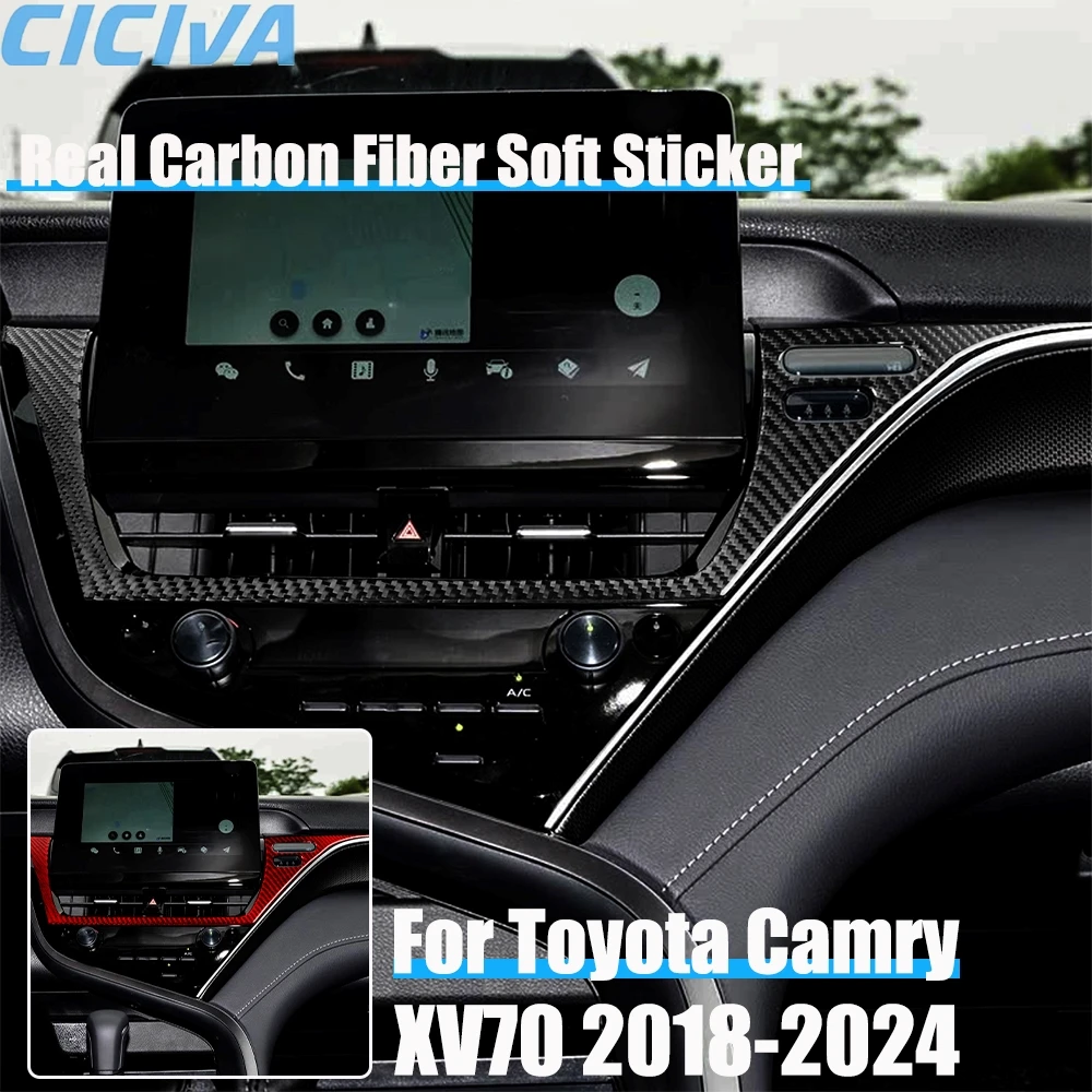 

Real Carbon Fiber Car Accessories Center Console Panel Cover Soft Sticker For Toyota Camry XV70 2018 2019 2020 2021 2022 2023 24