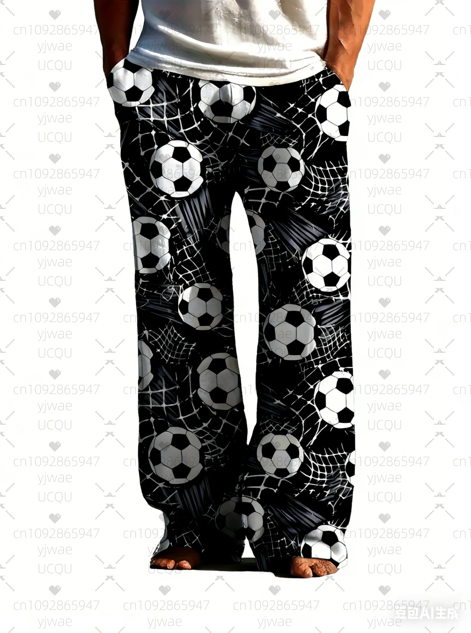 

Весна 2026, мужские длинные брюки с футбольным принтом, свободные повседневные брюки, пижамные брюки, повседневные повседневные длинные брюки, мужские и женские пижамные брюки