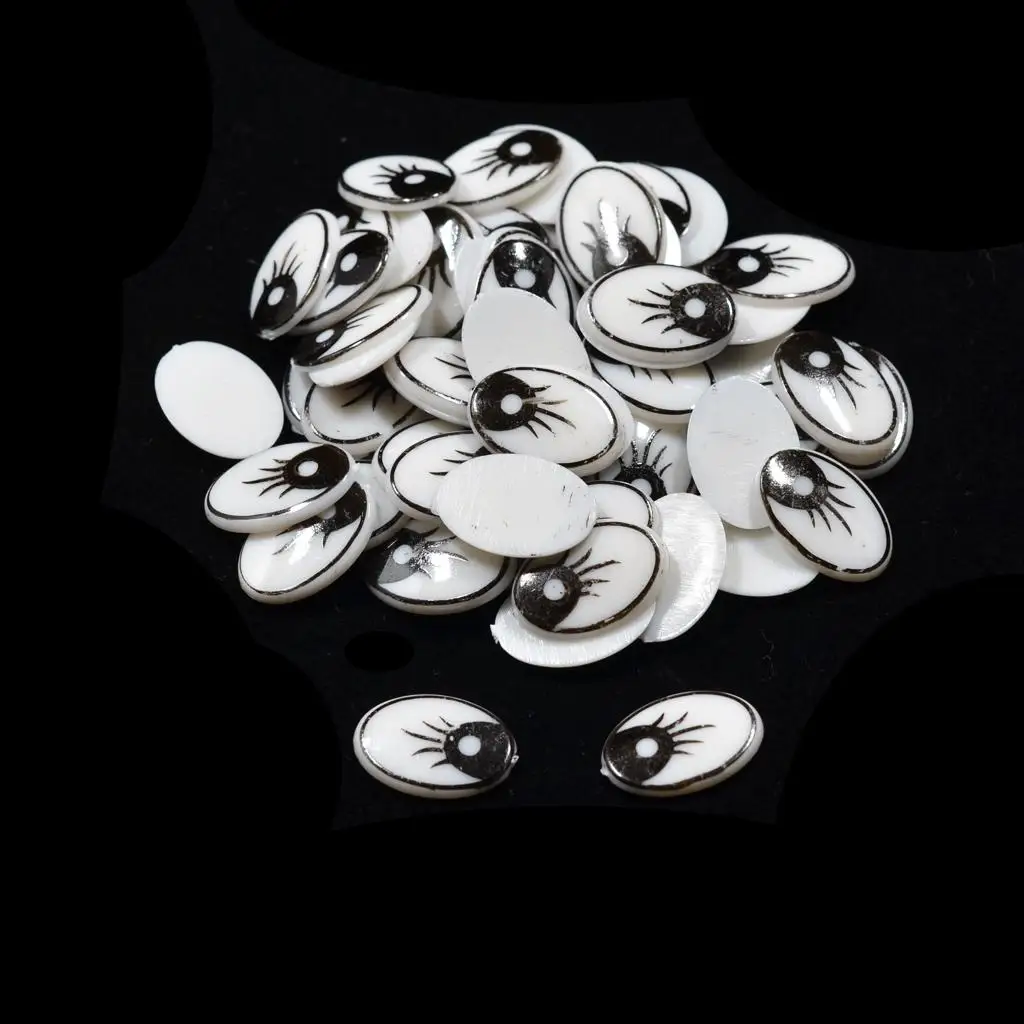 Flat Oval Cartoon Eyes Plastic Flatback DIY Doll Eyes for Crafting Miniatures Objects Decorative Dolls Use view 3