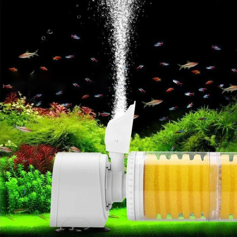 Aquarium Tank Filter 3 in 1 Fish Tank Purification Suction Device Oxygenated Water Circulation Pump Fish Feces Collection Filter