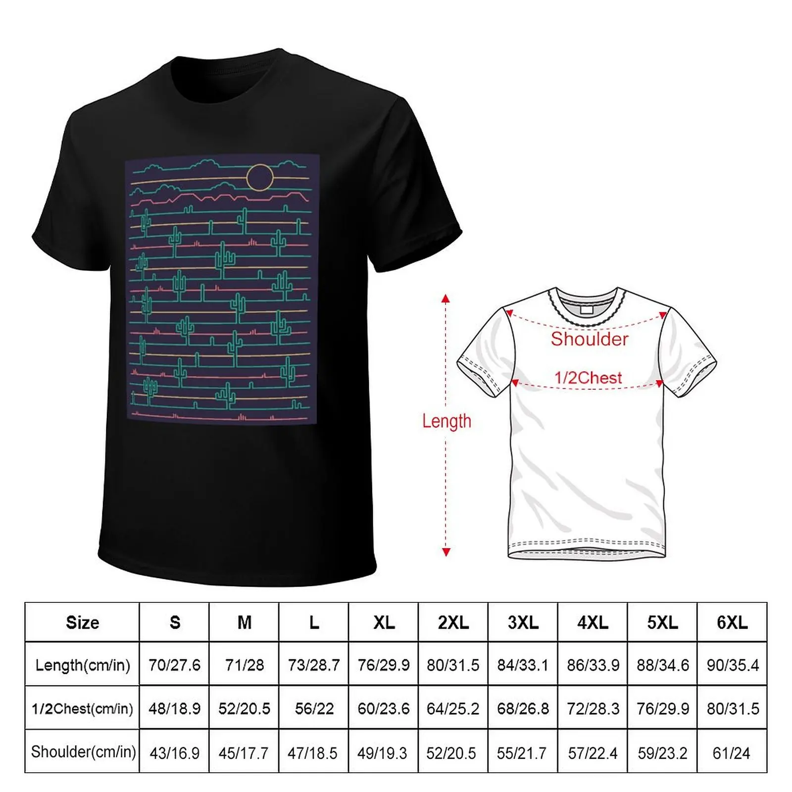 Saguaro Sunrise T-Shirt Basic Simple Design Short Sleeve Shirt