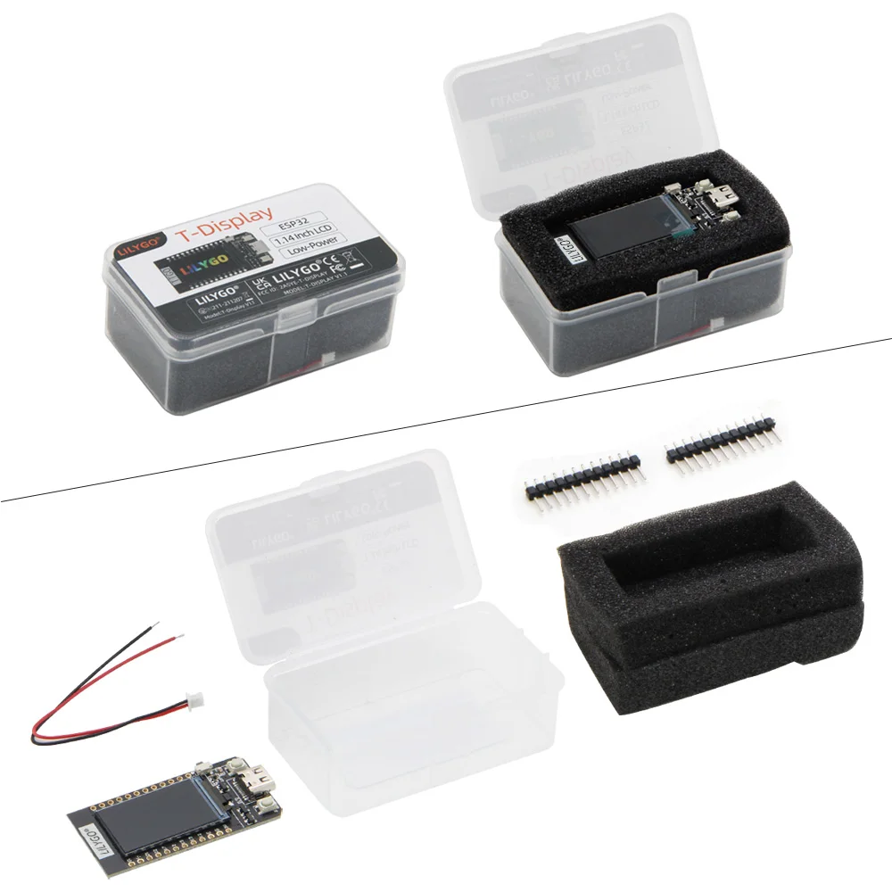 LILYGO® T-Display Placa de desenvolvimento T-Display ESP32, 1.14 Polegada Display LCD, módulo Bluetooth sem fio WiFi, FLASH 4/16MB, para Arduino
