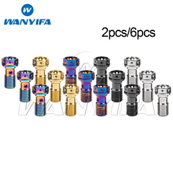 Wanyifa 2pcs/6pcs Titanium Bolts M10 Pitch 1.0/1.25mm Flange Single Hole Banjo Screws for Motorcycle Brembo Brake Dual Line