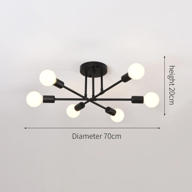ludengchaoshi Retro Industrie Schmiedeeisen Material 6 Köpfe LED Deckenleuchte Home Leuchte Moderne Wohnzimmer Licht E27 Dekoration Licht 5