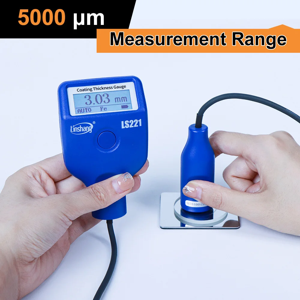 LS221 Coating Thickness Measuring Device Meter Powder Tester Aluminum Coating Thickness Gauge With External Cable Probe