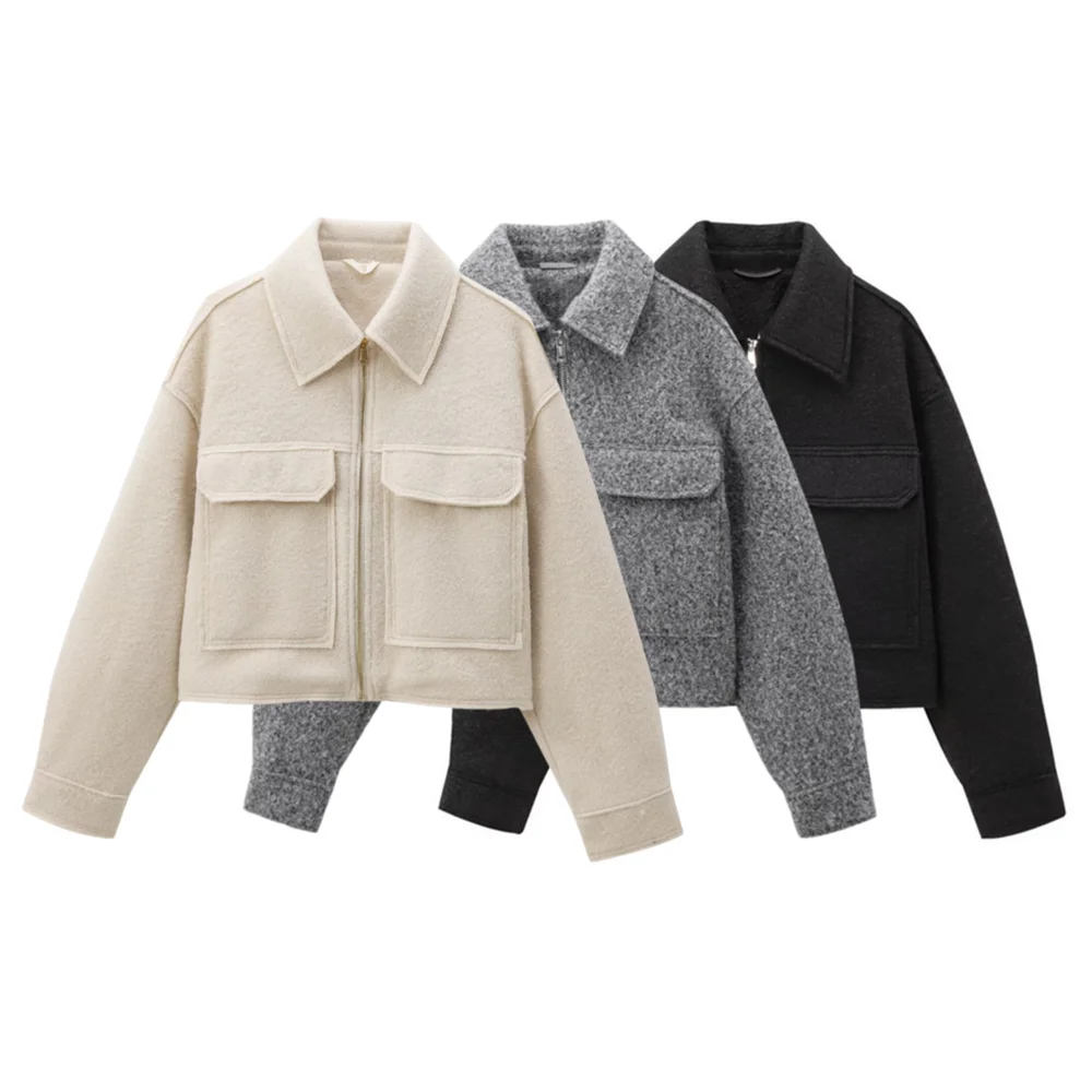 

BSK&TRAF autumn and winter new women's basic style fashionable commuting versatile long-sleeved lapel short jacket