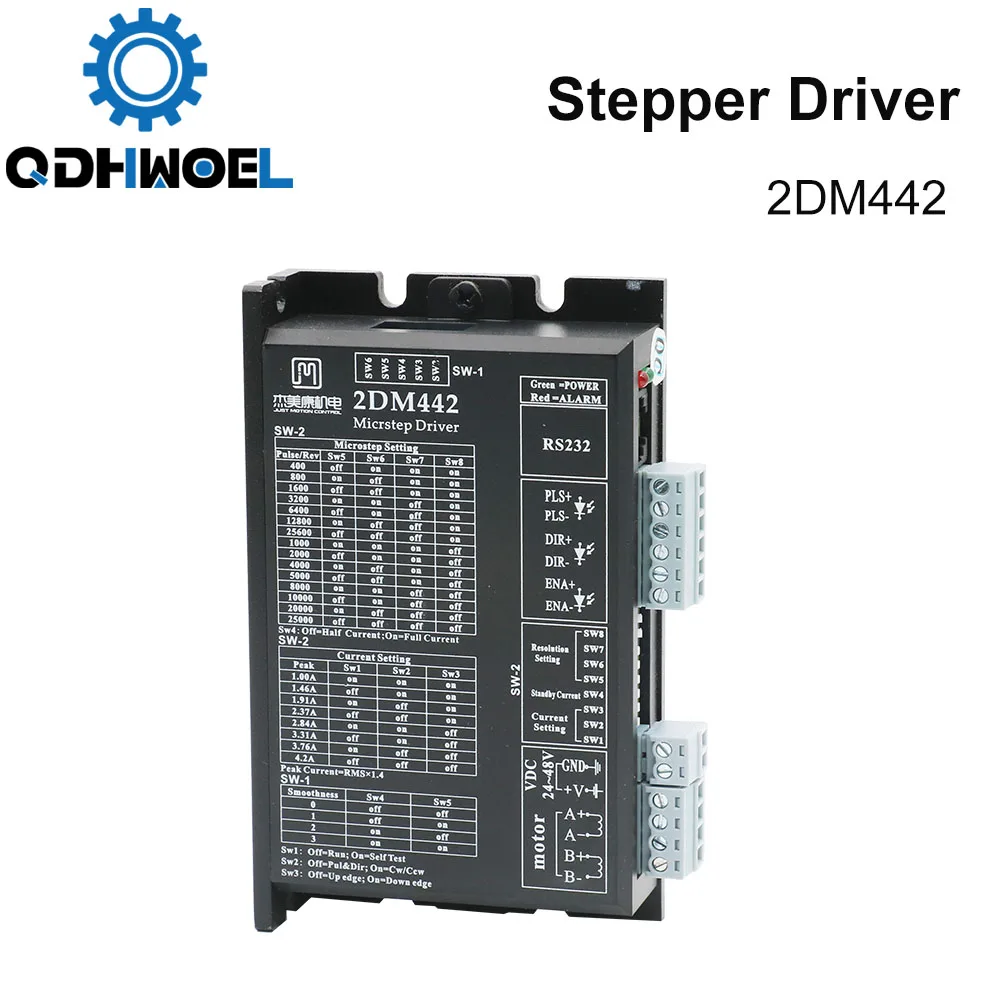 QDHWOEL 2DM442 NEMA23 NEMA17 2 Phase Stepper Motor Driver DC24-48V 1.0-4.2A JMC