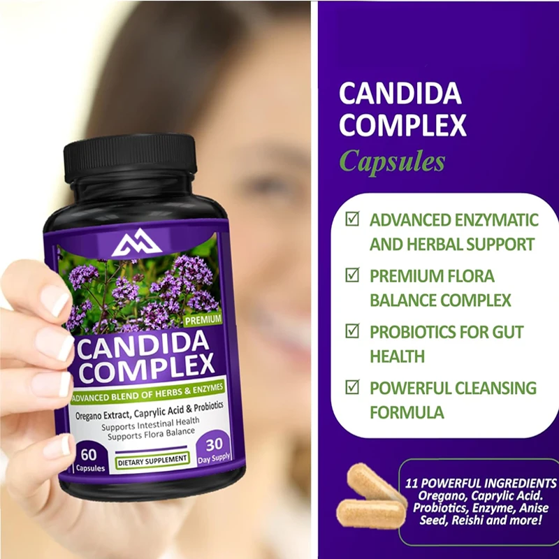 

Candida complex, intestinal balance complex, immune support, containing probiotics, 60 intestinal health supplements