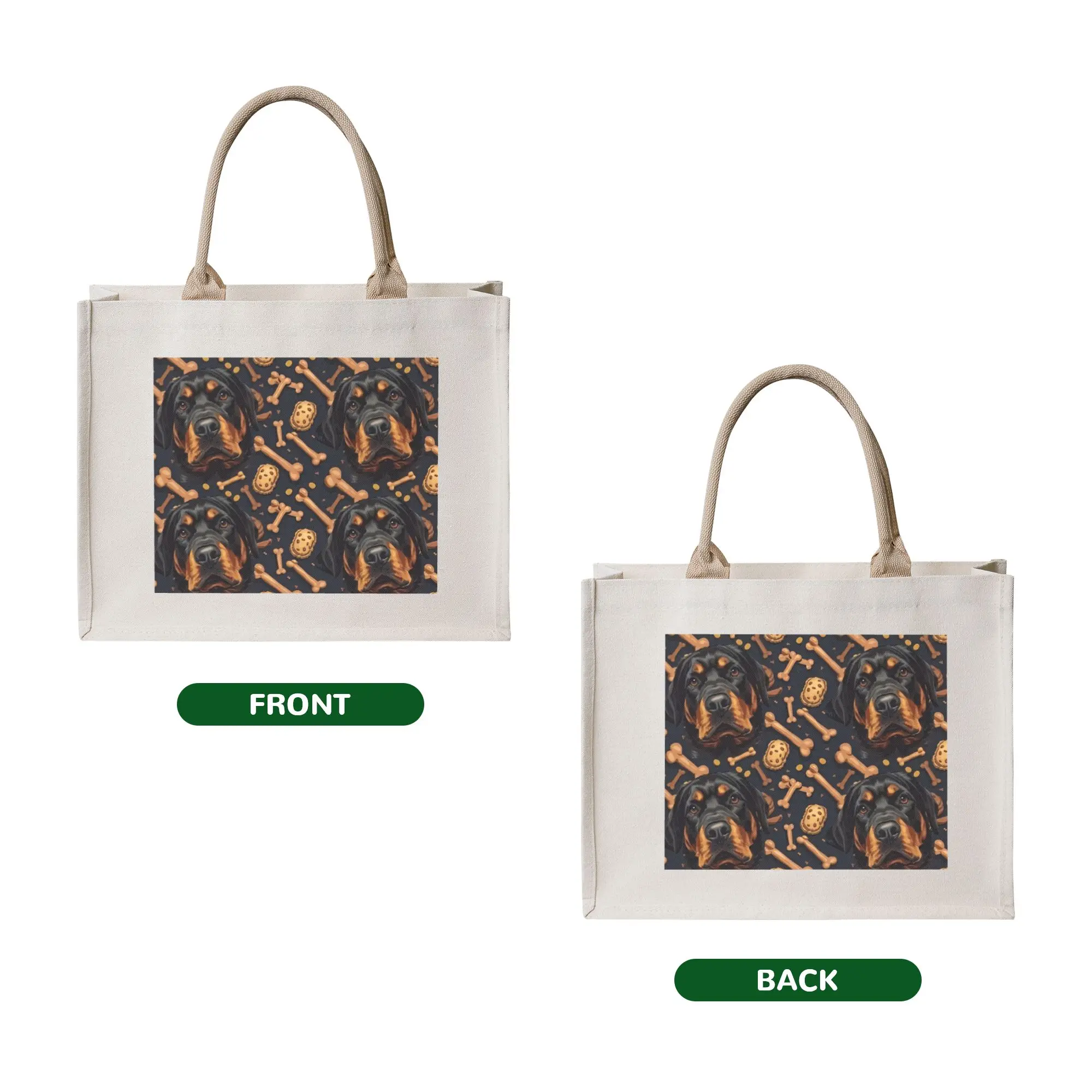 Reusable Rottweilers and Dog Treat Bones Shopping Bag Women Tote Bag Portable  Groceries Shopper Bags