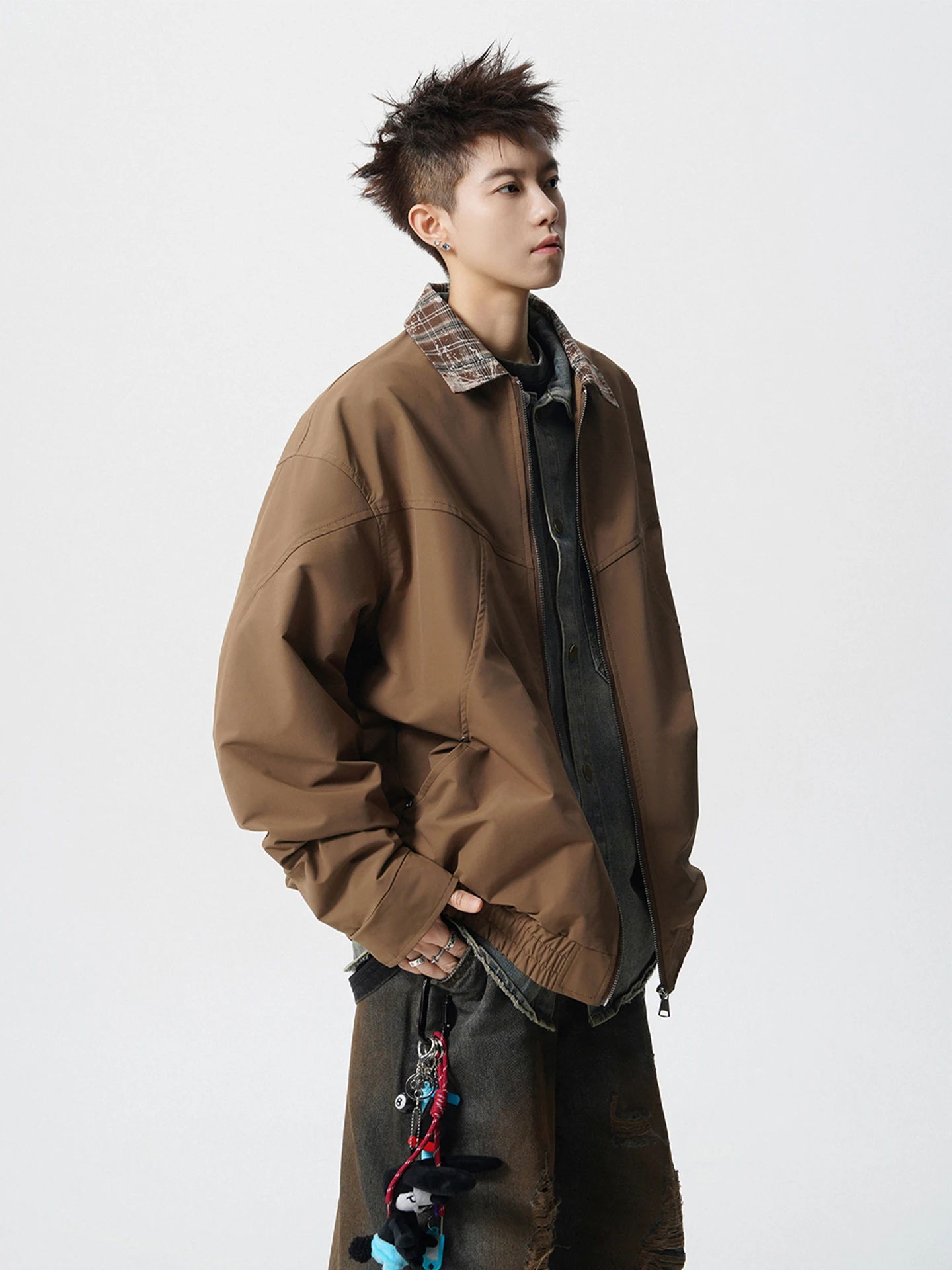 

Cleanfit Retro Plaid Jaet Men's Autumn Trendy Brand Heavyweight Loose Casual Haome Long Sve Top M Polyester Nylon ...