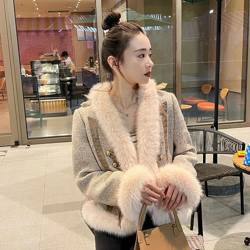 Women Elegant Thick Faux Fur Jacket Colorblock Autumn Winter Maxi Coat Long Warm Luxury Belt Fur Parkas Bontjas Furry Outerwear