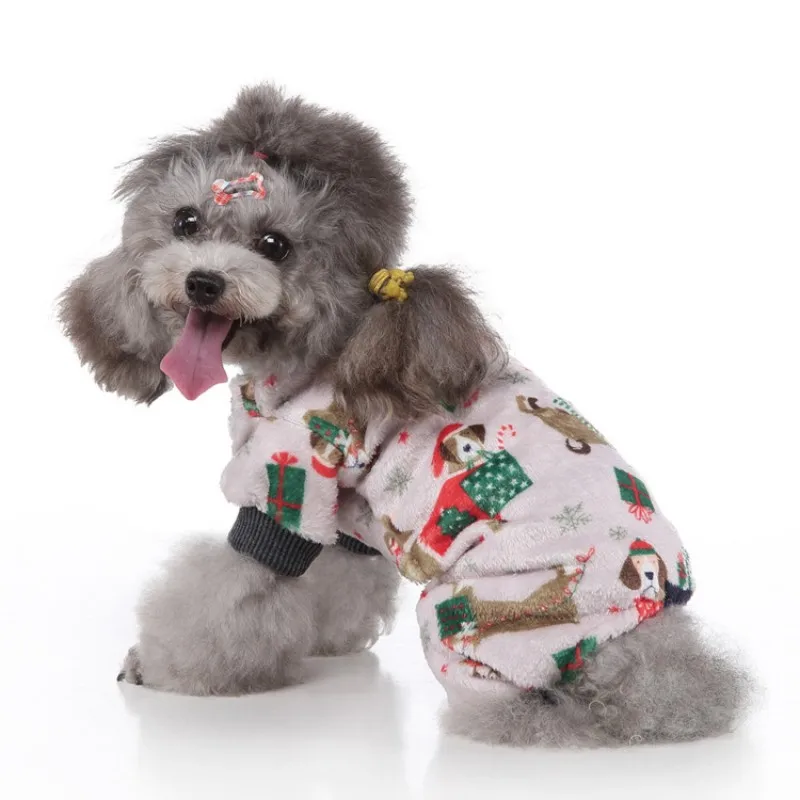 

Christmas Dog Coat Four-Leg Pet Clothes Winter Fleece Snowflake Elk Cake Puppy Outfit Warm Dog Jacket Costume for Small Dogs Cat