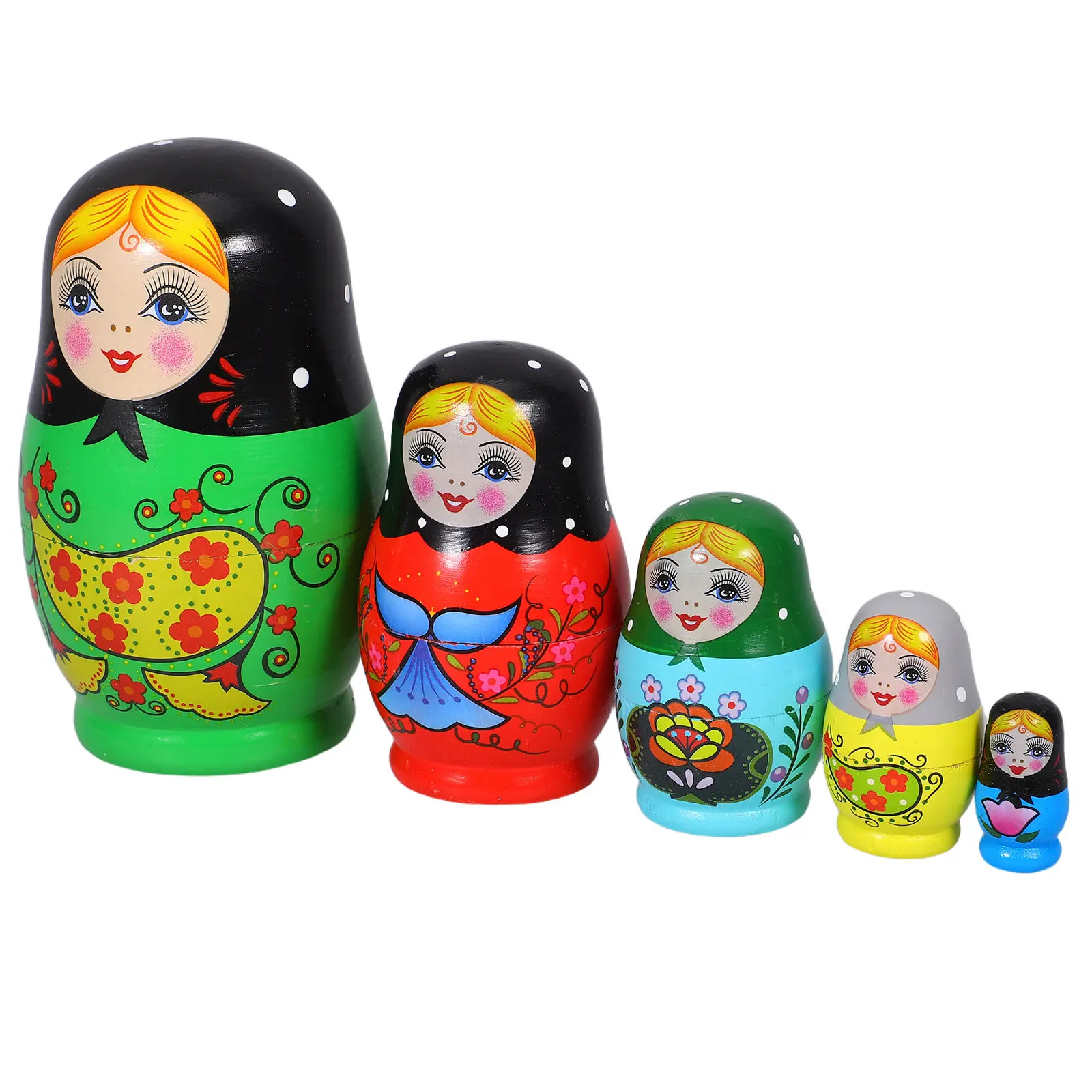 

5 Pcs Russian Nesting Stacking Toys for Toddlers Dollhouse Accessories Children's Handmade People Figures Girl Stackable