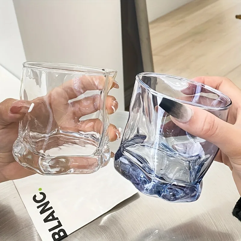 1pc 200ml Unique Whisky Glass Irregular Transparent Glass Wine Cup Drinking Glasses for Home Summer Beverage Cup Kitchenware