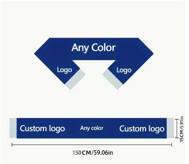 Custom Football Fan Scarf Argentina Brazil Portugal France Spain Canada USA Print Personalised Cheering Supporter Scarfs