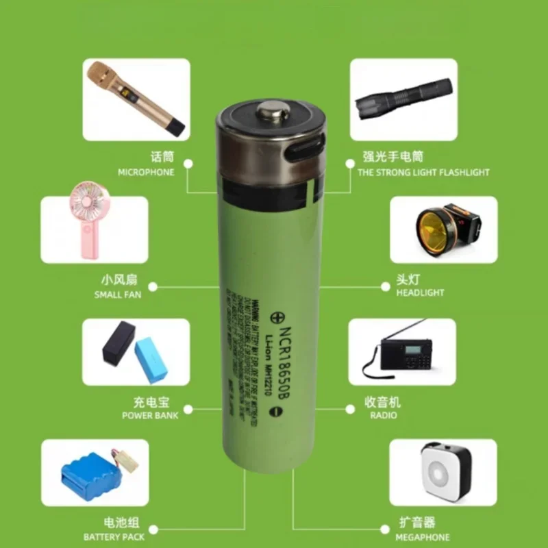 SUYIJIA 18650 Lithium Battery 3.7V 3400mAh NCR18650B Rechargeable Battery USB TYPE-C Charging Port Supports Reverse Charging