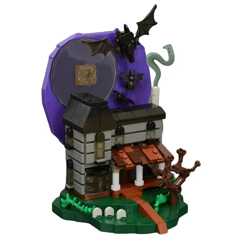 BuildMoc Halloween Nightmare Treat Haunted House Building Blocks Kit Pumpkin Ghost Town Trick Skeleton Hut Toys Christmas Gifts