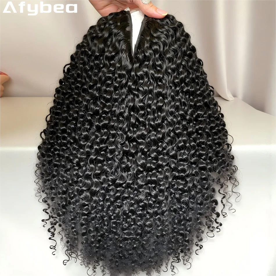 

30-36 дюймов, парик V-образной формы из натуральных человеческих волос, глубокая волна, без пришивания, без клея, натуральный цвет, кудрявый, для женщин, бразильские парики, оригинальные, плотность 250