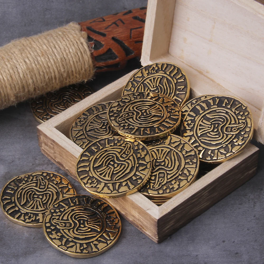 Creative Souvenir Gold Plated Viking Coin Collectible Great Gift Bit Coin Art Collection Gold Commemorative Coin with wooden box