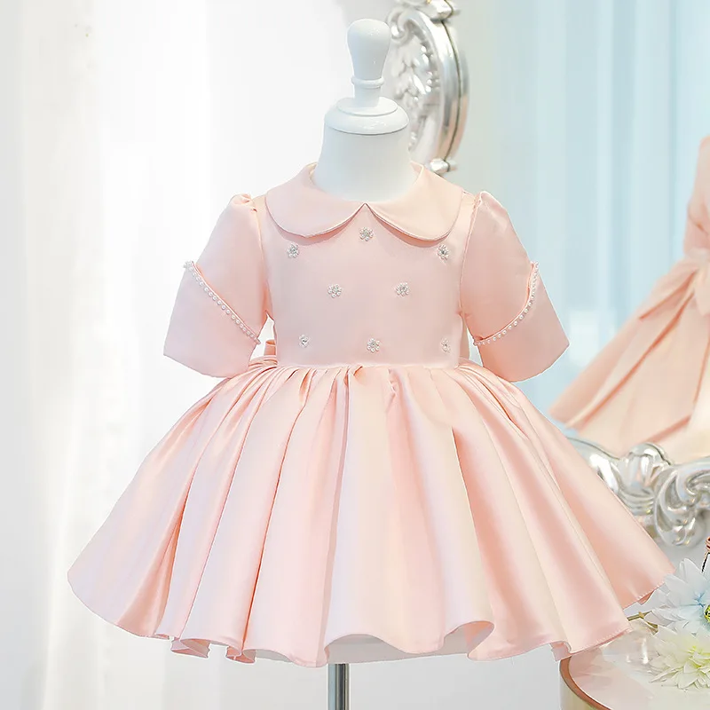 Girl\'s New Style Pink Piano Playing Little Host One Year Old Celebration Dress Princess Dress Girl\'s Dream