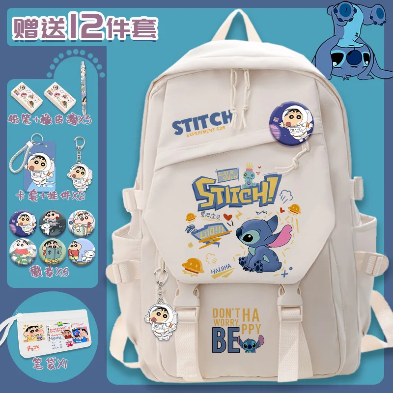 

Школьный портфель Disney New Stitch для студентов, вместительный Повседневный Легкий водонепроницаемый рюкзак на плечо с защитой от пятен