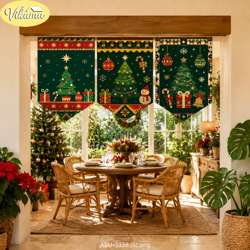 VIKAMA Nordic Faroe Islands Christmas Triangle Banners, Fabric Triangle Banners, Vintage Christmas Party Home Decor