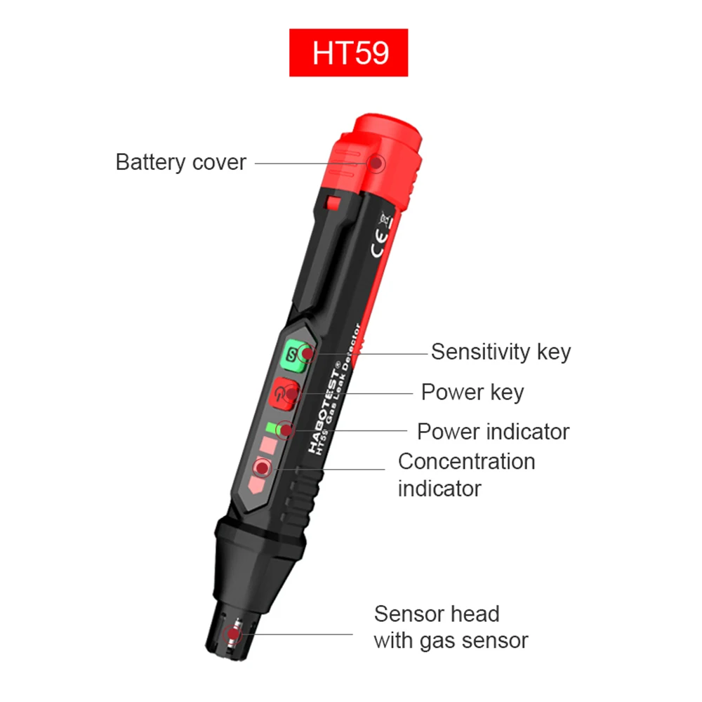 HT59/60/61 Portable Gas Leak Detector Gas Analyzer Pen Combustible Flammable Natural Methane Mini Detector Sound & Screen Alarm