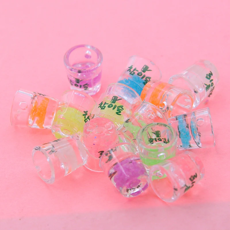 10pcs Glow in the Dark Korean Soju Cup Resin Charm Charm Juice Drink Cup with Hole Charm for Jewelry Making DIY Necklace Earring