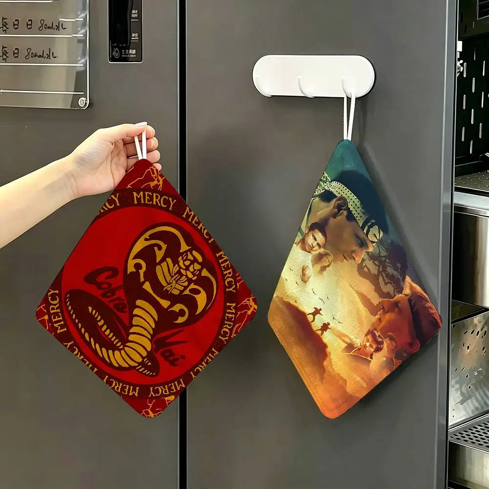 Classic TV Dramas Cobra Kai Hanging Kitchen Towel, Polyester Cotton Material, Multipurpose Hand Wiping Towel for Family