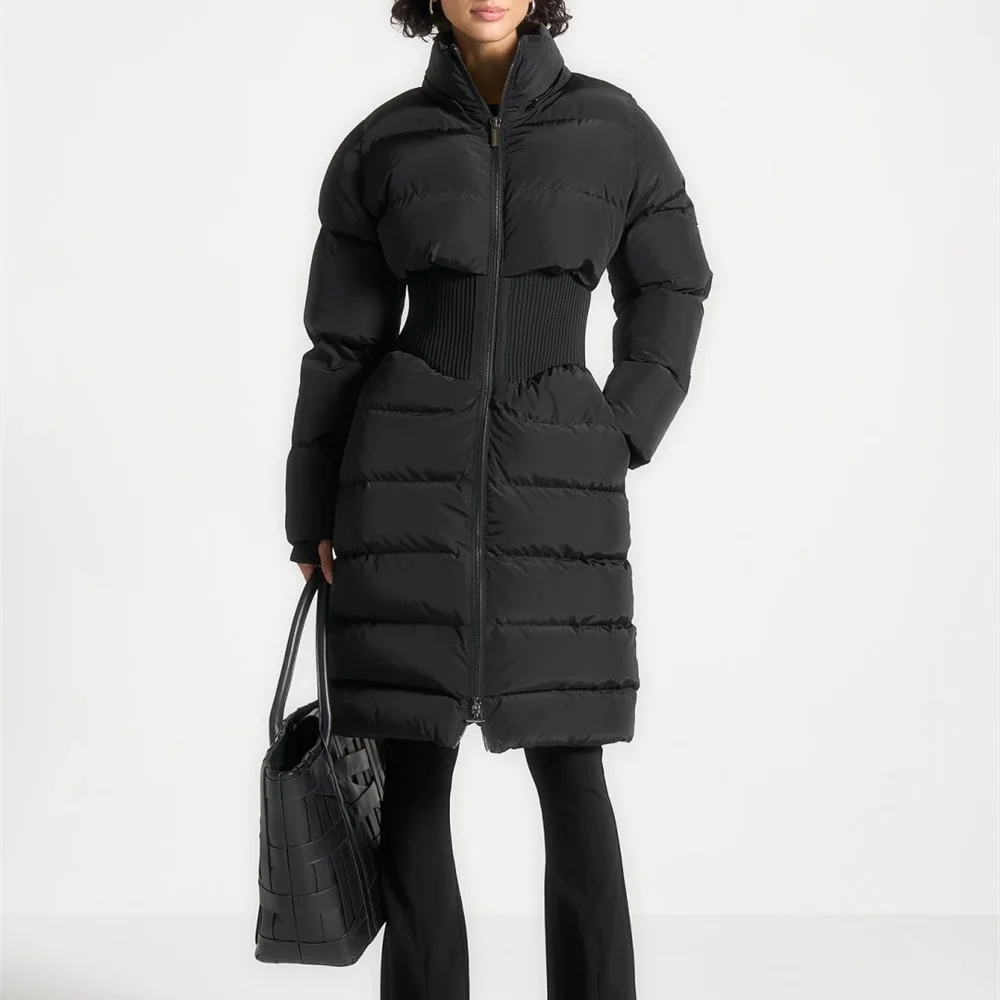 سترة نسائية شتوية 2026 ، ياقة عالية ، حزام الخصر ، معطف طويل للنساء ، Y2K موضة جديدة ملابس خارجية معطف الصدرية