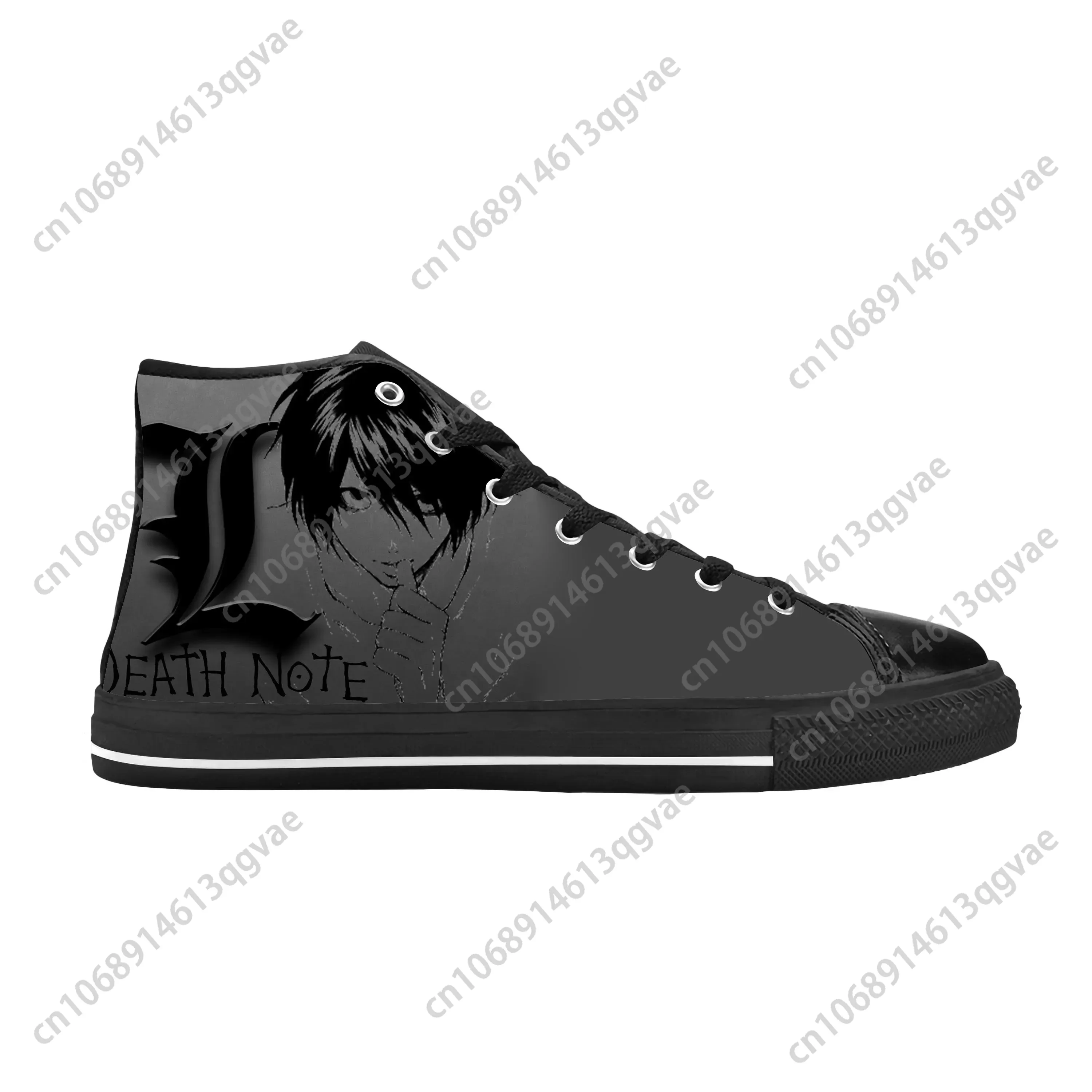 Manga Death Note Lawliet-zapatillas altas de Anime japonés para hombre y mujer, zapatillas ligeras de lona para adolescentes, zapatos personalizados para parejas