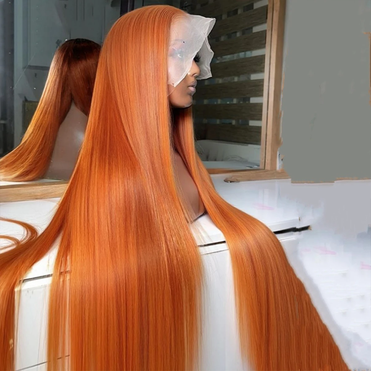 

250% Рыжий Оранжевый 13x4 HD Парики Фронта Шнурка Человеческих Волос Прямые Человеческие Волосы Кружева Фронтальные Парики Прозрачный Парик Шнурка Для Женщин