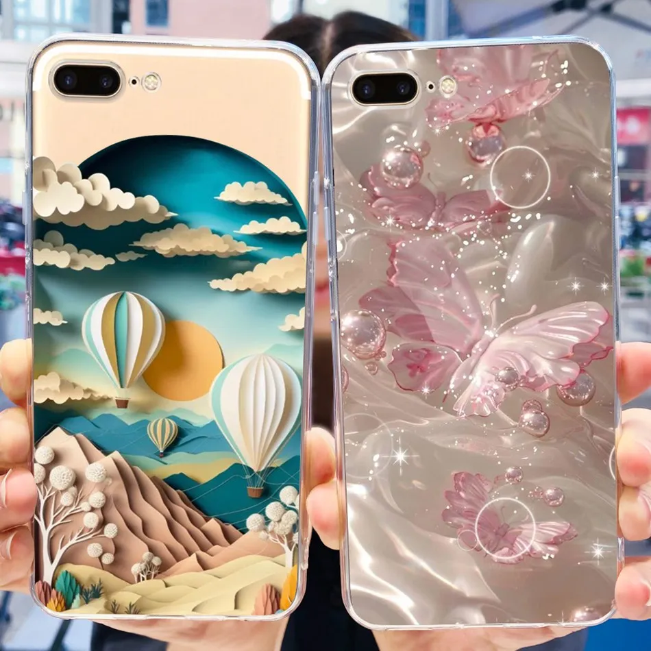 For iPhone 7 8 Plus Phone Case iPhone7 iPhone8 7Plus 8Plus SE 2020 2022 Cute Panda Flower Pattern Soft Silicone TPU Cases