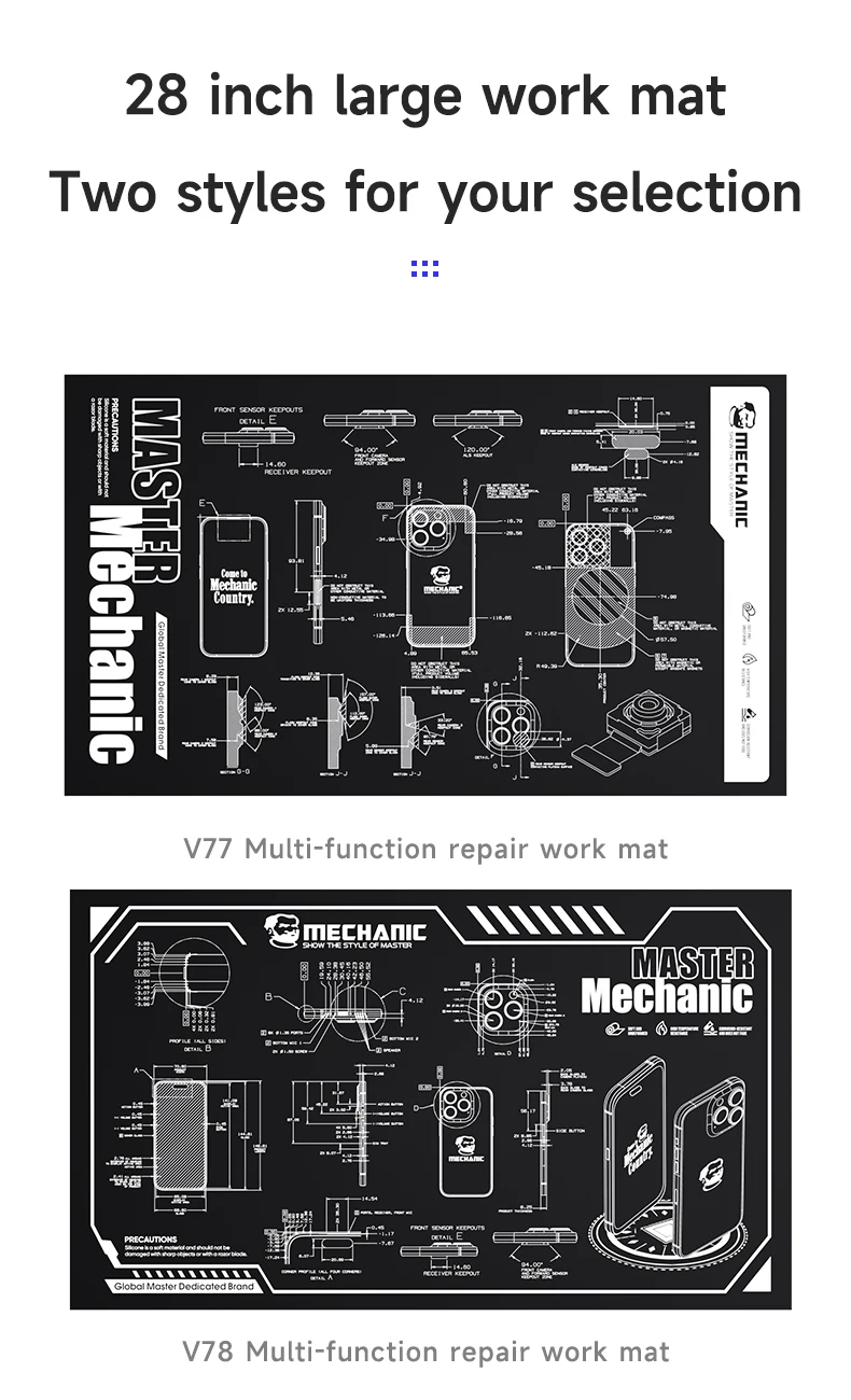 Mechaniker-Arbeitsmatte aus Silikon mit flexibler Isolierung, 71,1 cm, hitzebeständig, wasserdicht, weiche Unterlage für die Lötreparatur von Mobiltelefonen, PCBs – Detail 9