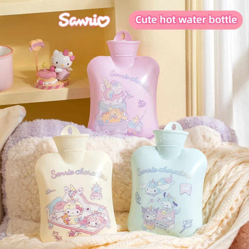 Sanrio garrafa de água quente cheia de água hello kitty pvc saco mais quente de mão 850ml bonito dos desenhos animados aquecedor de mão cheio de água presente kawaii