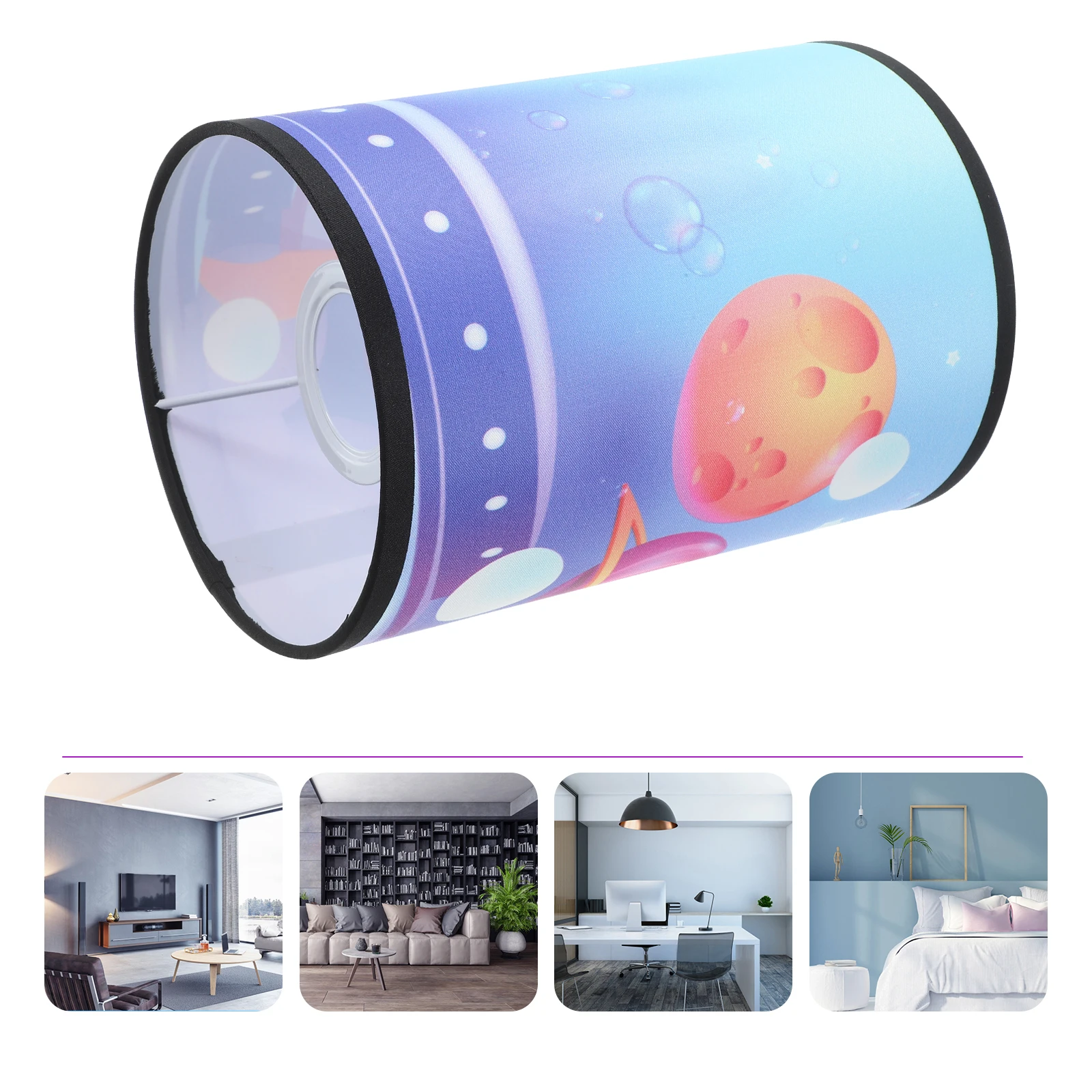 

Space Lampshade Children Bedroom Table Fabric Cartoon Square Light Shade Dust Protection Safe Durable Lamp Covers