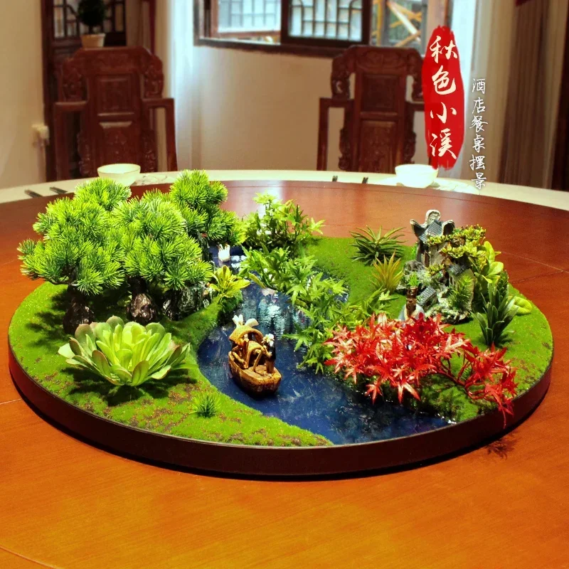 JJ Dining Table Middle Decoration Flower Spray  Ornaments Turntable round Table Core Decoration Hotel Dining Table Craft
