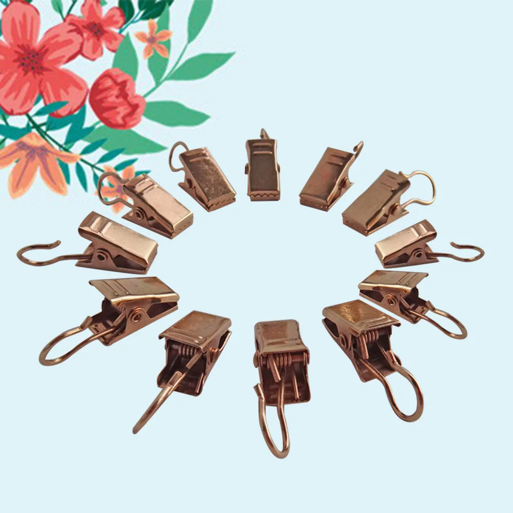 

60Pcs Curtain Clips Iron Rings Hooks Anti-Slip Drapery Hooks Clip Rings Suitable for Curtain Loops Tabs Too Small for Rods