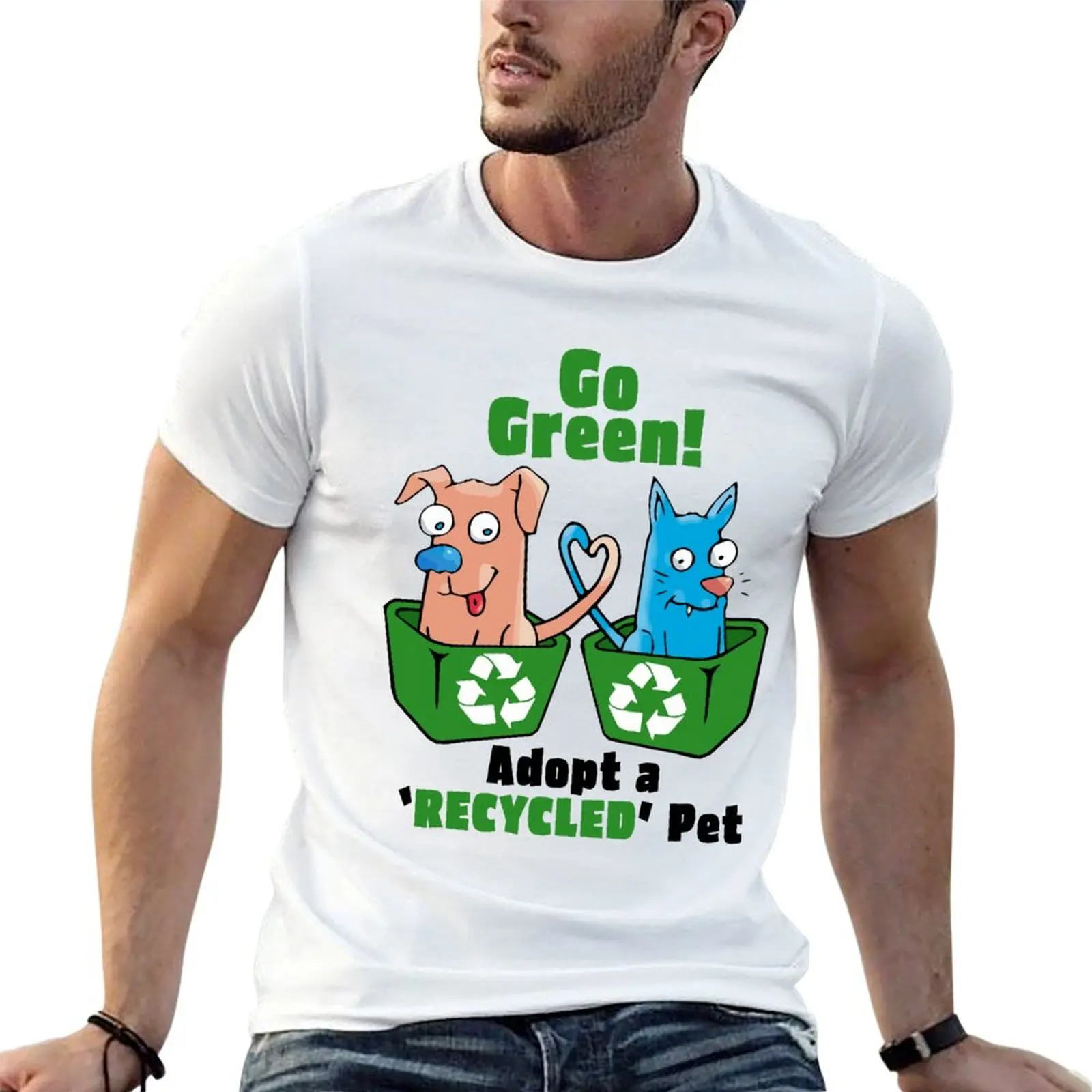 Go Green - Adopt a Recycled Pet T-Shirt Utility Work Short Sleeve Top