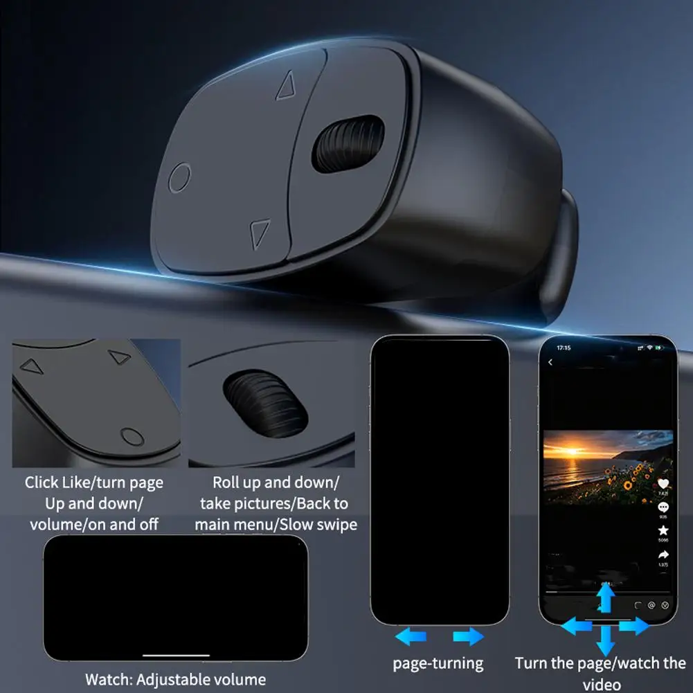 Tiktoks Scrolling Bluetooth Fingertip Remote Control Wireless Camera Shutter Automatic Page Turner Browsing For IOS Android