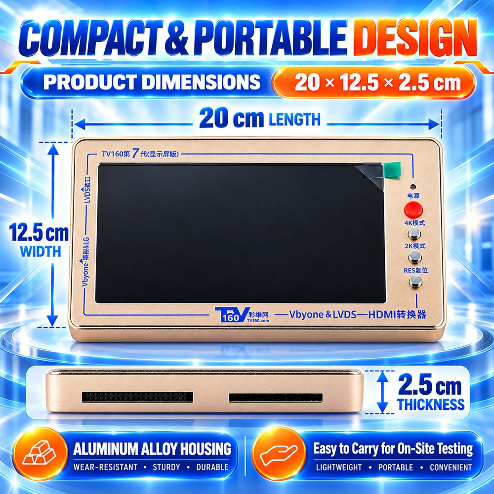 100% Original Brand TV160 Motherboard Converter 7 Inch 1024*600 Display Test Tool 7th Series Kit Generation Vbyone LVDS to HDMI