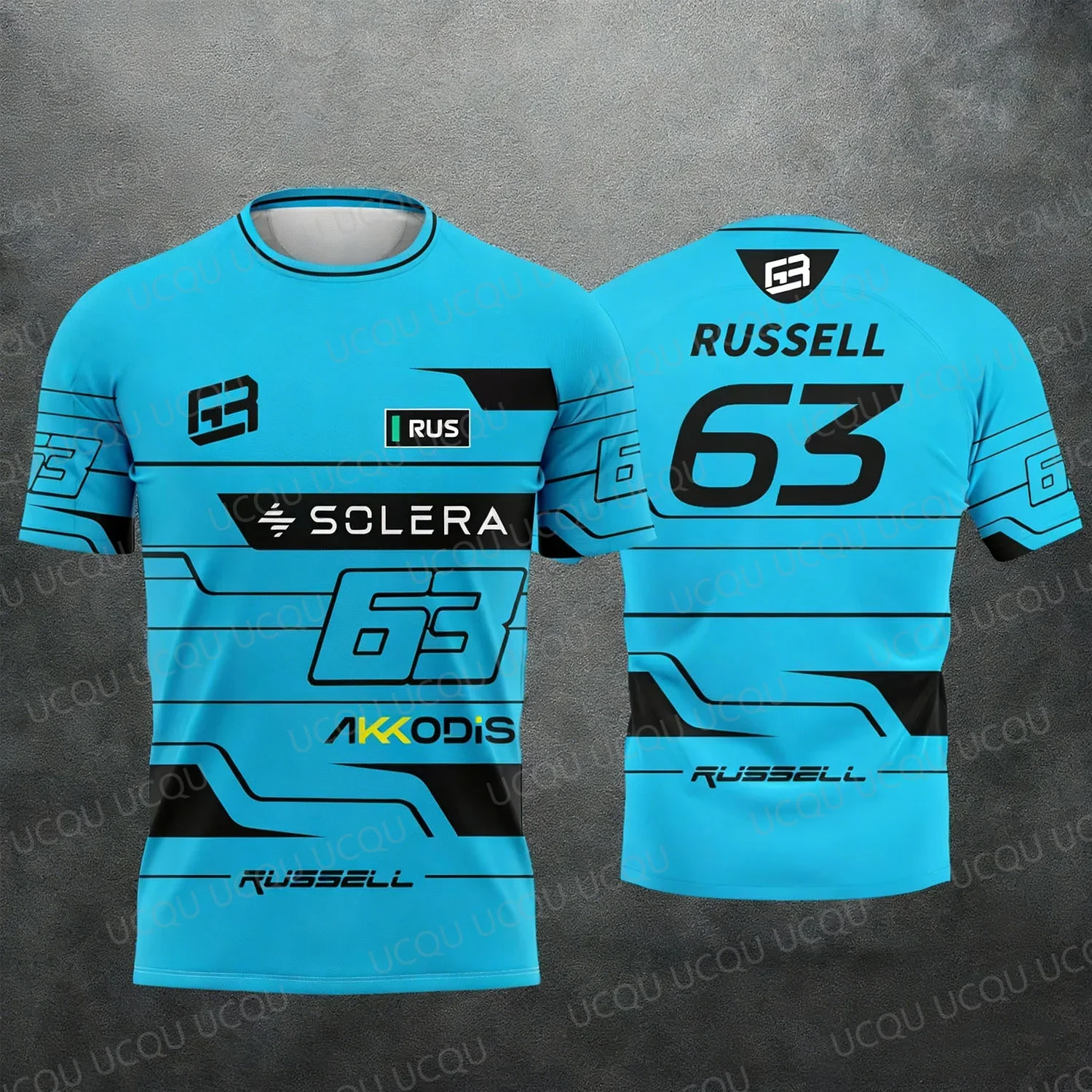 2026 New Racing Number T-Shirt, George Russell 3D Print Design, Unisex, Short Sleeve T-Shirt
