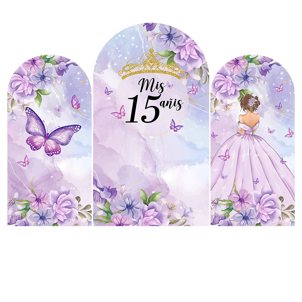 

Butterfly and Flowers Arch Customized Backdrop Girl's Birthday Decoration Party Backdrops Plinth Covers